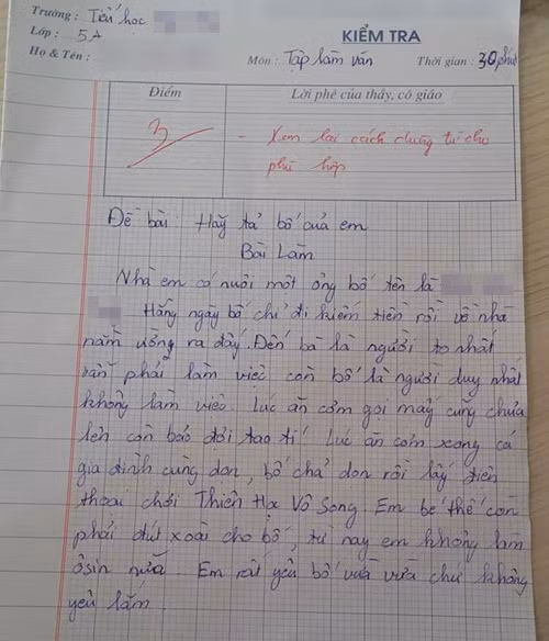 Bài văn tả về bố “siêu lười” của học sinh lớp 5