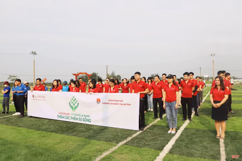 Đoàn cơ sở Agribank tỉnh Hà Tĩnh tài trợ cây xanh xây dựng nông thôn mới