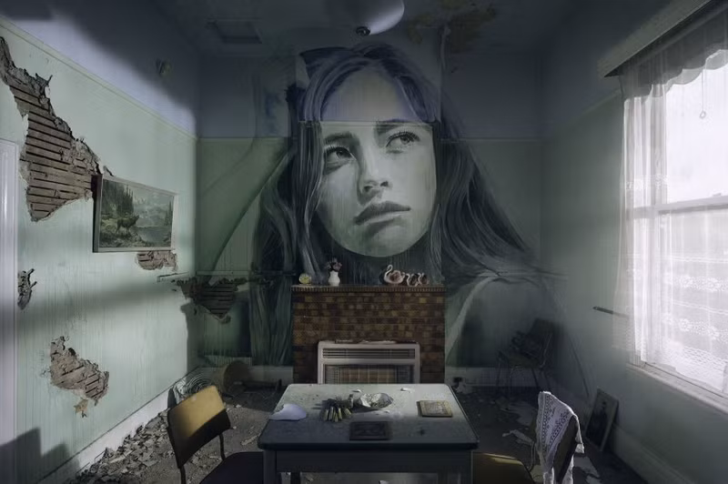 nghe si ve tranh graffiti ben trong nhung ngoi nha hoang