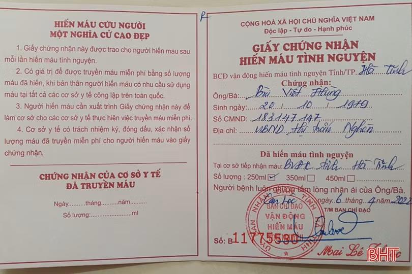 Chủ tịch UBND thị trấn 36 lần hiến máu tình nguyện