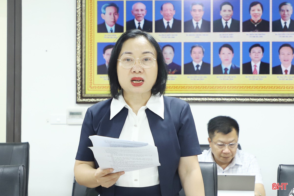 Trưởng ban Kinh tế - Ngân sách HĐND tỉnh Nguyễn Thị Thúy Nga phát biểu góp ý tại hội nghị.