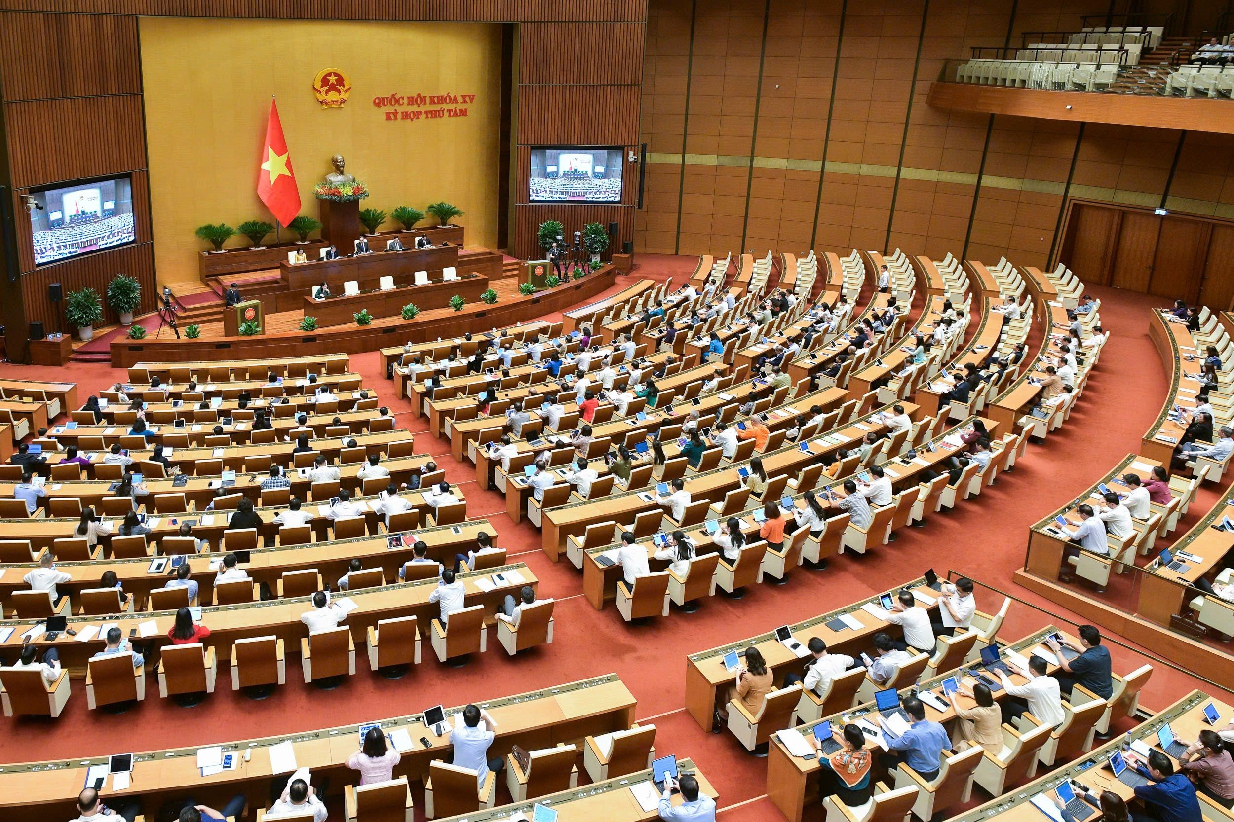 Kỳ họp thứ 8, Quốc hội khóa XV: Trọng tâm cải cách thể chế là phân cấp, phân quyền. Ảnh: quochoi.vn.