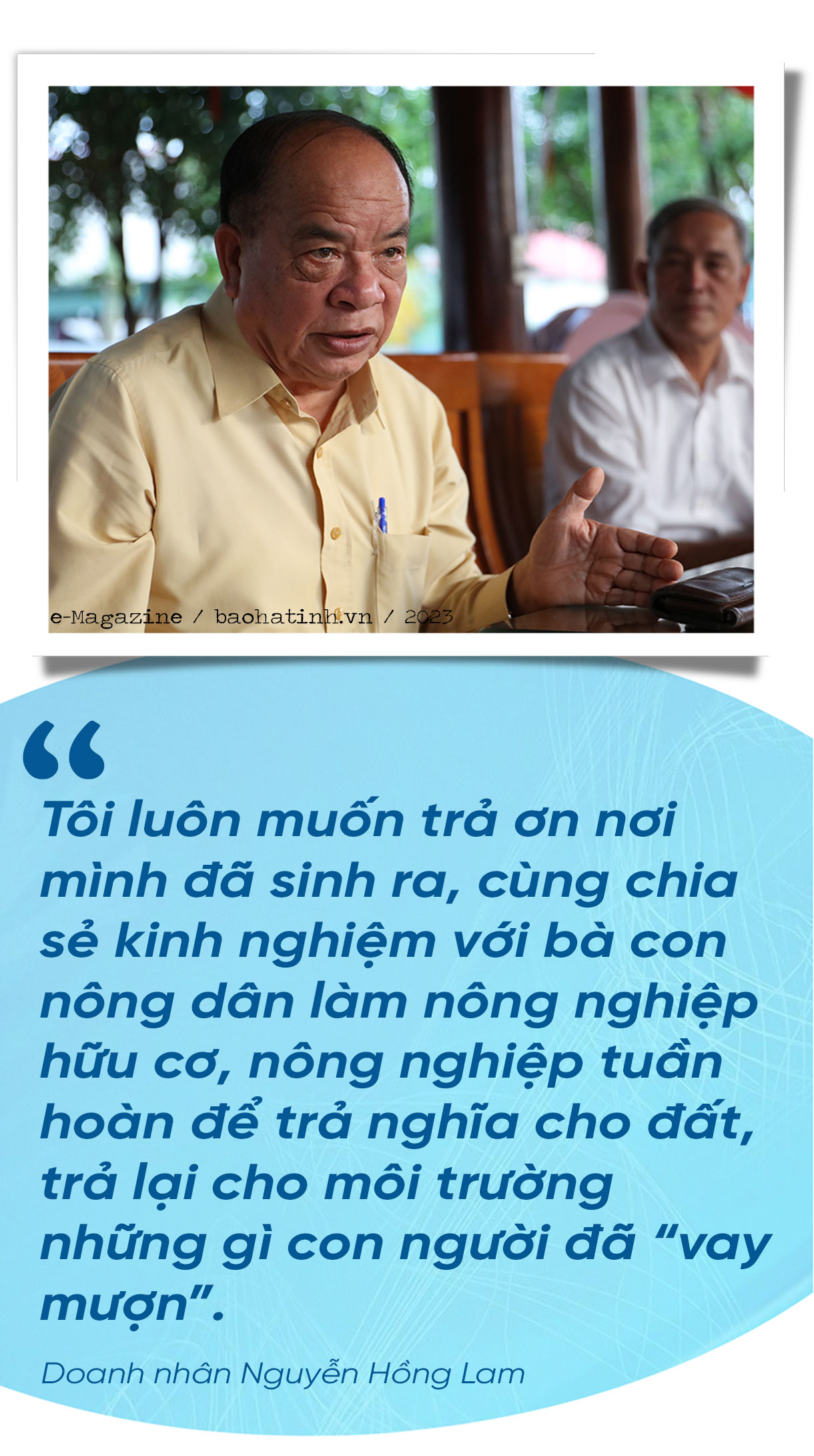 Doanh nhân Nguyễn Hồng Lam - “Trả nghĩa cho đất, trả ơn nơi mình sinh ra”