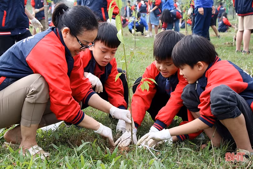 Học sinh iSchool Hà Tĩnh tham gia chiến dịch trồng cây xanh bảo vệ môi trường