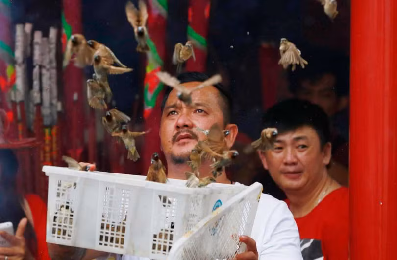 nguoi dan chau a nuom nuop di le chua ngay mung 1 tet