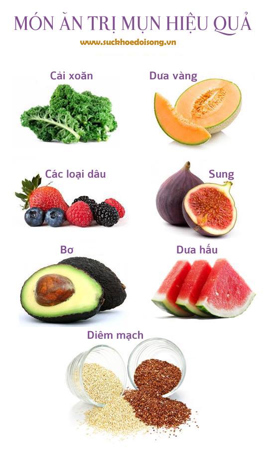 infographic nhom thuc pham giup thu gian tri mun va dep da